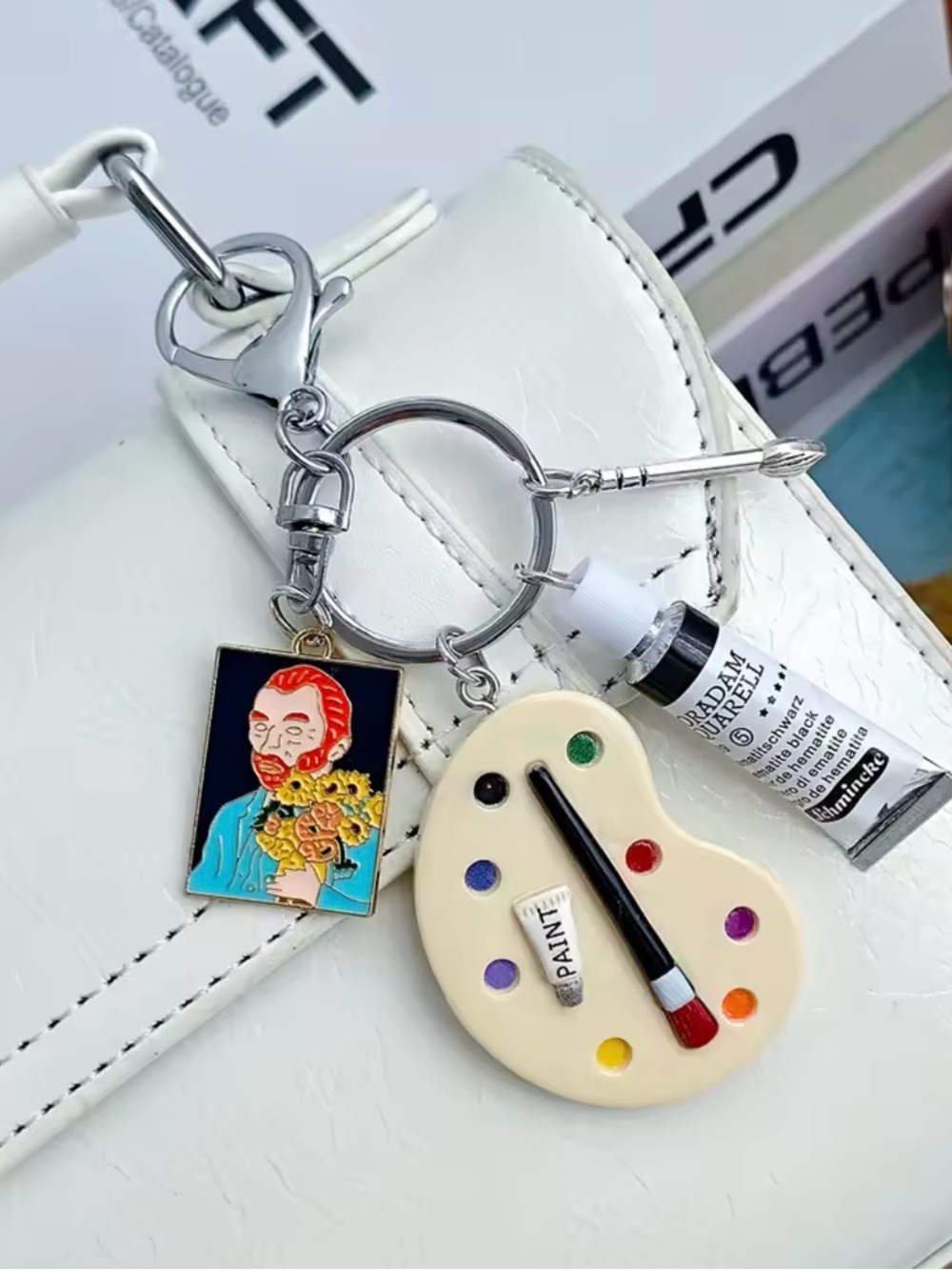 Artist Palette Keychain Charm with Paint Tube & Van Gogh Charm